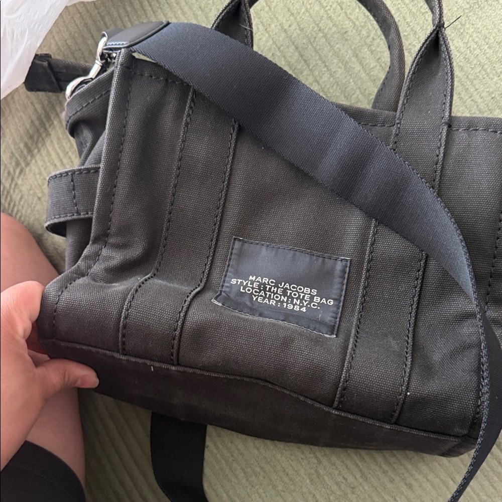 Marc Jacobs Black Canvas 'The Tote Bag' Mini Crossbody - Picture 3 of 12